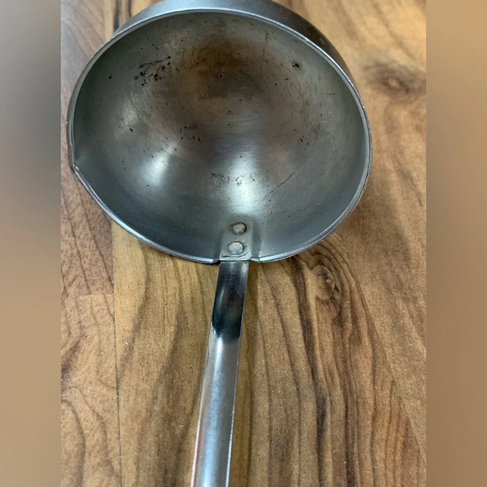 Ekco USA Vintage Chromium Plated Soup Gravy Muffin Ladle w/ Spout & Black Handle
